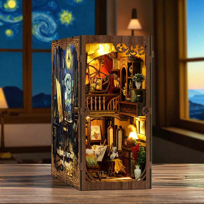 Van Gogh starry night miniature dollhouse world in a frame