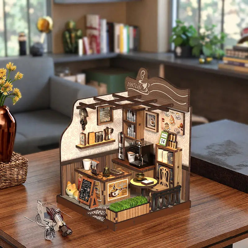 Countryside Coffee House book nook kit: wooden 1987 cafe diorama