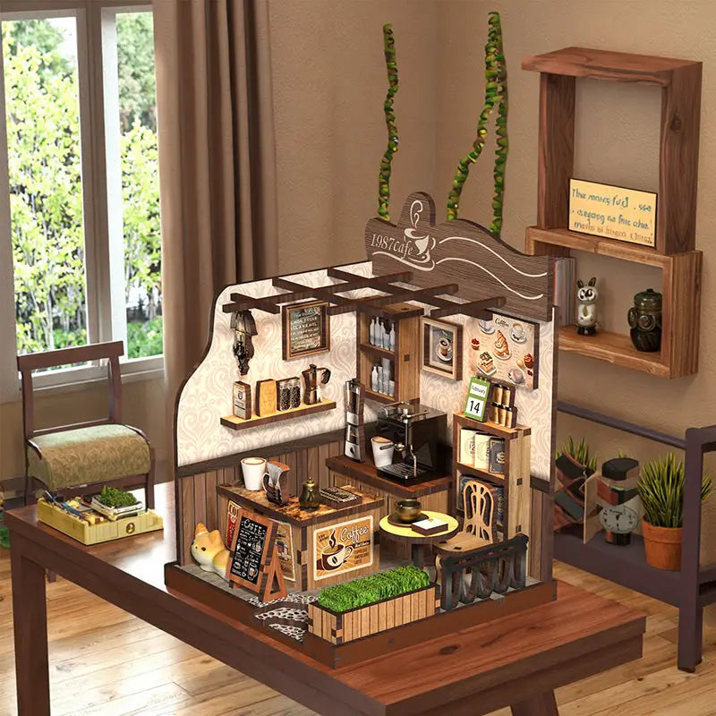 Countryside Coffee House book nook kit with wooden miniature diorama