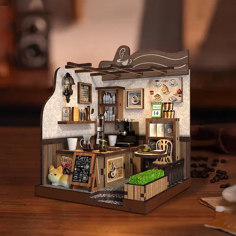 Countryside Coffee House book nook kit with wooden miniature diorama