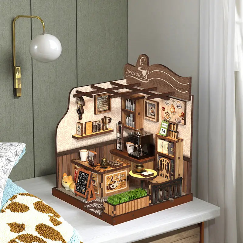 Countryside Coffee House book nook kit with wooden miniature diorama