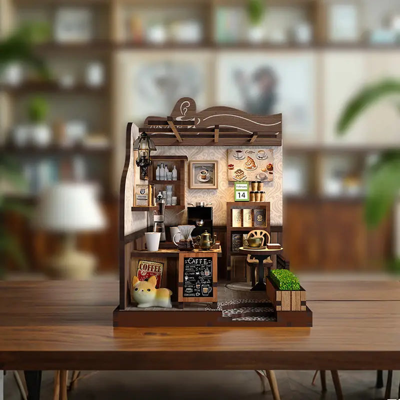 Countryside Coffee House book nook kit with wooden miniature diorama