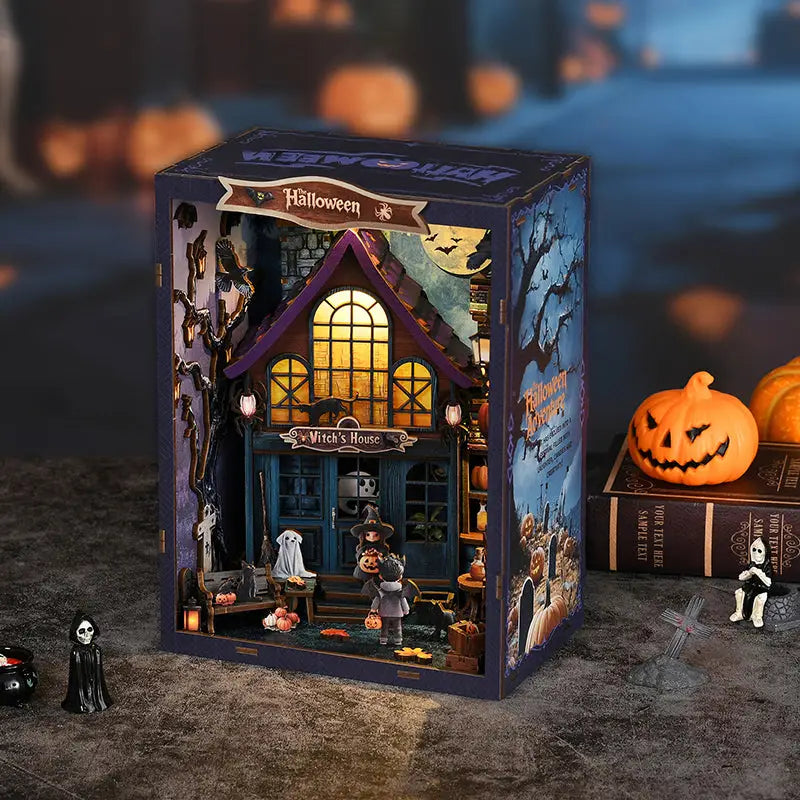 Magical night Halloween book nook witch house Australia