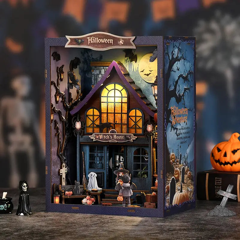 Magical night Halloween book nook witch house diorama Australia