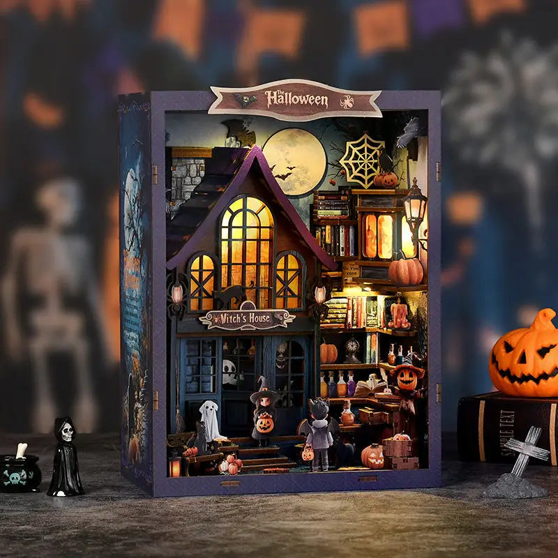 Magical night Halloween book nook witch house diorama Australia