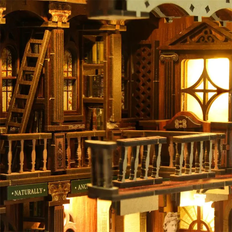 Warmly lit philosophical library book nook kit from Australia