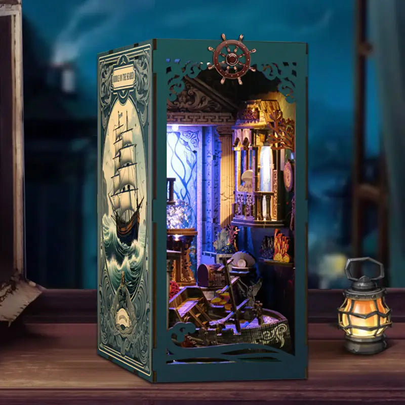 Teal ship book nook diorama in Riddle on the Seabed deep sea mystery