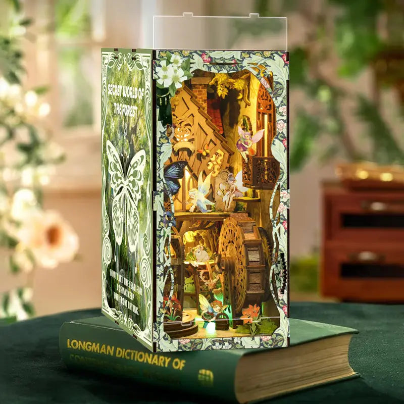 Secret World Forest Book Nook Australia with illuminated fairy diorama