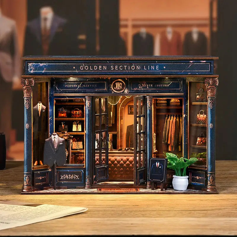 Enchanted tailor golden book nook LED lights with ornate display box