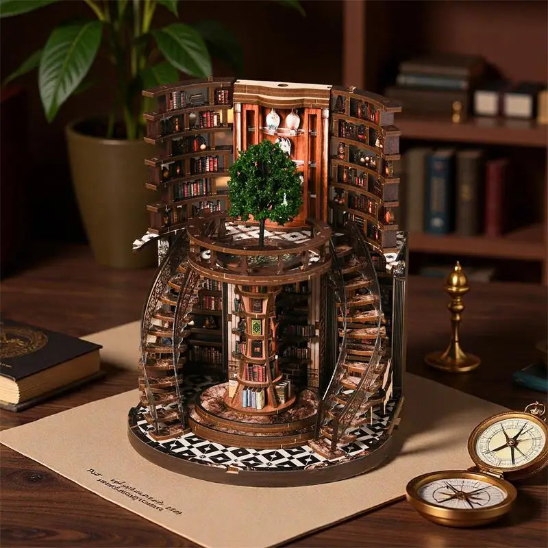 DIY growth ring bookcase puzzle with LED light, 6-8 hours assembly
